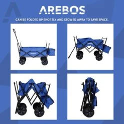 AREBOS Handwagen Vouwbare Dak Handwagen Vouwbare Trolley Uitrustingswagen Blauw -Buiten Kamperen 1200x1200 2104