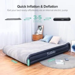 Sable Luxe Queen Size 2 Persoons Luchtmatras Met Ingebouwd Kussen, Opblaasbaar Luchtbed Met Ingebouwde Elektrische Pomp Voor Kamperen, Reizen Of Overnachtende Gasten Of Festival -Buiten Kamperen 1200x1200 229