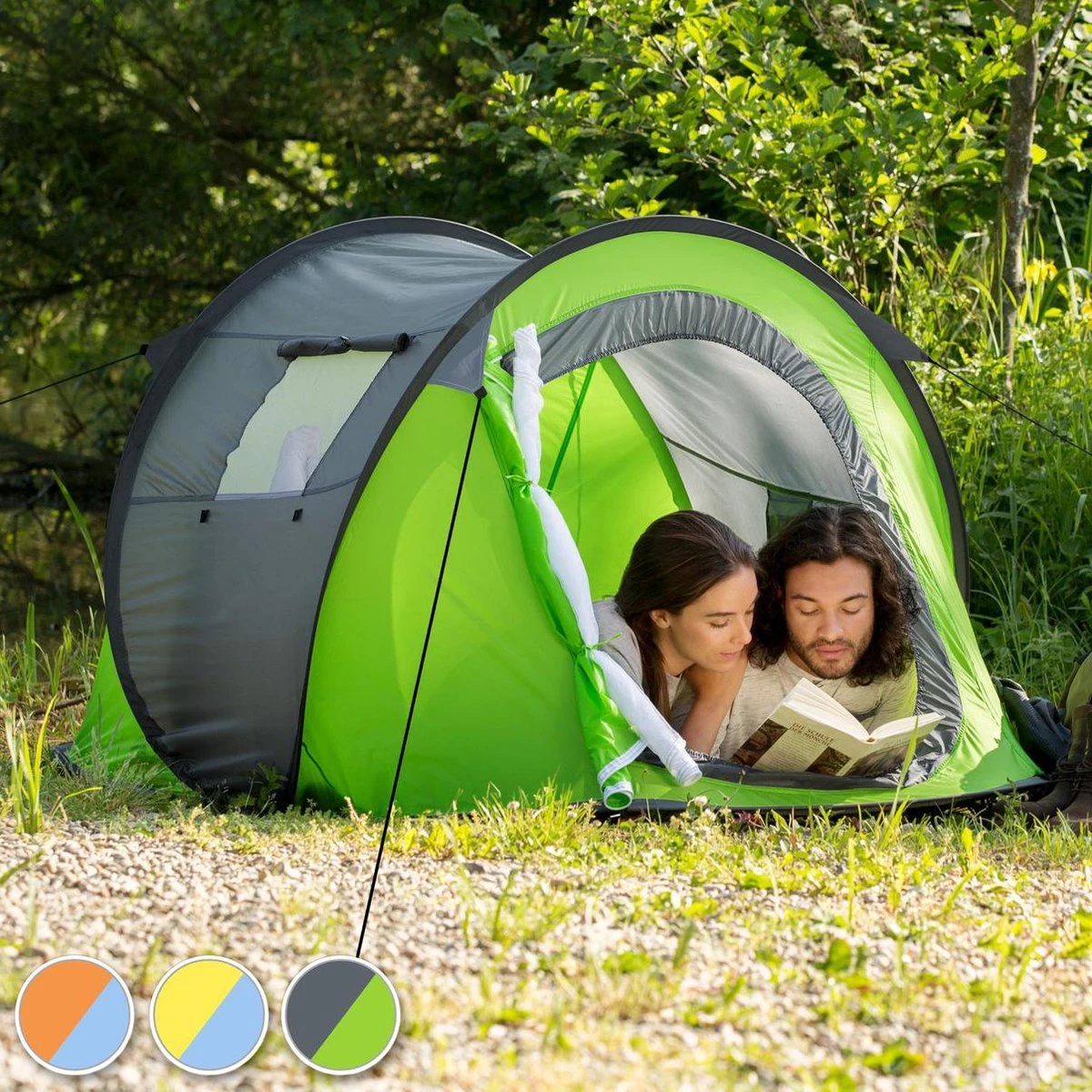 Pop Up Tent Waterkolom 1500 Mm/Cm² - Blauw - 2 Persoons 2 Pop Up Tent Waterkolom 1500 Mm/Cm² - Blauw - 2 Persoons - Afbeelding 2