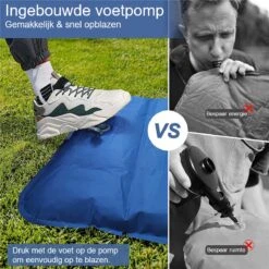 Hikr® Slaapmat 10cm+ Dikte - Comfortabel Luchtmatras - Zelfopblazend Met De Voet - TPU+40D Nylon - Slaapmatje Eenpersoons En Uit Te Breiden Tot Tweepersoons - Slaapmat Met Ingebouwde Pomp -Buiten Kamperen 1200x1200 248