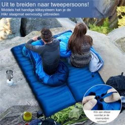 Hikr® Slaapmat 10cm+ Dikte - Comfortabel Luchtmatras - Zelfopblazend Met De Voet - TPU+40D Nylon - Slaapmatje Eenpersoons En Uit Te Breiden Tot Tweepersoons - Slaapmat Met Ingebouwde Pomp -Buiten Kamperen 1200x1200 250