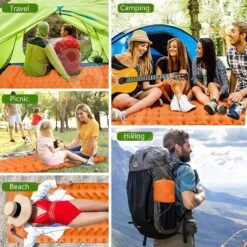 LVNRIDS Isomat, Zelfopblazend, Ultralicht, Luchtmatras, Camping, Zelfopblaasbaar, Opblaasbaar Matras, 3,9 Inch Dik, Met Voetperspomp En Kussen, Voor Camping, Reizen, Outdoor, Wandelen, Strand, Oranje -Buiten Kamperen 1200x1200 358