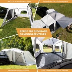 Skandika Pitea XL CROSS Tent – Koepeltenten - Autotent – Campingtent Voor SUV, Caddy, Auto, CUV - Voor Max. 4 Personen – Vrijstaand – Met/zonder Slaapcabine – Max. Stahoogte 230 Cm – 3000mm Waterkolom - 475 X 290 X 230 Cm (LxBxH) – Kamperen - Grijs -Buiten Kamperen 1200x1200 36