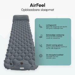 AirFeel Opblaasbaar Slaapmatje - Ingebouwde Pomp En Kussen - Lichtgewicht - 196 X 60 X 6cm - Gray -Buiten Kamperen 1200x1200 380