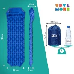 TRVLMORE Slaapmat - Zelfopblazend - 1 Persoons - Ingebouwde Pomp En Kussen - Blauw 17 TRVLMORE Slaapmat - Zelfopblazend - 1 Persoons - Ingebouwde Pomp En Kussen - Blauw -Buiten Kamperen 1200x1200 408
