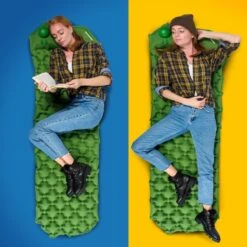 TRVLMORE Slaapmat - Zelfopblazend - 1 Persoons - Ingebouwde Pomp En Kussen - Groen -Buiten Kamperen 1200x1200 417