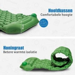 TRVLMORE Slaapmat - Zelfopblazend - 1 Persoons - Ingebouwde Pomp En Kussen - Groen -Buiten Kamperen 1200x1200 422