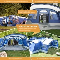 Skandika Nimbus Sleeper 12 Tent – Koepeltenten – 12 Persoons Familietent - Campingtent – Muggengaas – Sleeper Technology (3 Extra Donkere Slaapcabines) – 760 X 630 X 215 Cm (LxBxH) – 5000 Mm Waterkolom – Camping, Tuin – Kamperen – Blauw/wit 16 Skandika Nimbus Sleeper 12 Tent – Koepeltenten – 12 Persoons Familietent - Campingtent – Muggengaas – Sleeper Technology (3 Extra Donkere Slaapcabines) – 760 X 630 X 215 Cm (LxBxH) – 5000 Mm Waterkolom – Camping, Tuin – Kamperen – Blauw/wit -Buiten Kamperen 1200x1200 56