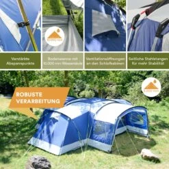 Skandika Nimbus Sleeper 12 Tent – Koepeltenten – 12 Persoons Familietent - Campingtent – Muggengaas – Sleeper Technology (3 Extra Donkere Slaapcabines) – 760 X 630 X 215 Cm (LxBxH) – 5000 Mm Waterkolom – Camping, Tuin – Kamperen – Blauw/wit 18 Skandika Nimbus Sleeper 12 Tent – Koepeltenten – 12 Persoons Familietent - Campingtent – Muggengaas – Sleeper Technology (3 Extra Donkere Slaapcabines) – 760 X 630 X 215 Cm (LxBxH) – 5000 Mm Waterkolom – Camping, Tuin – Kamperen – Blauw/wit -Buiten Kamperen 1200x1200 58