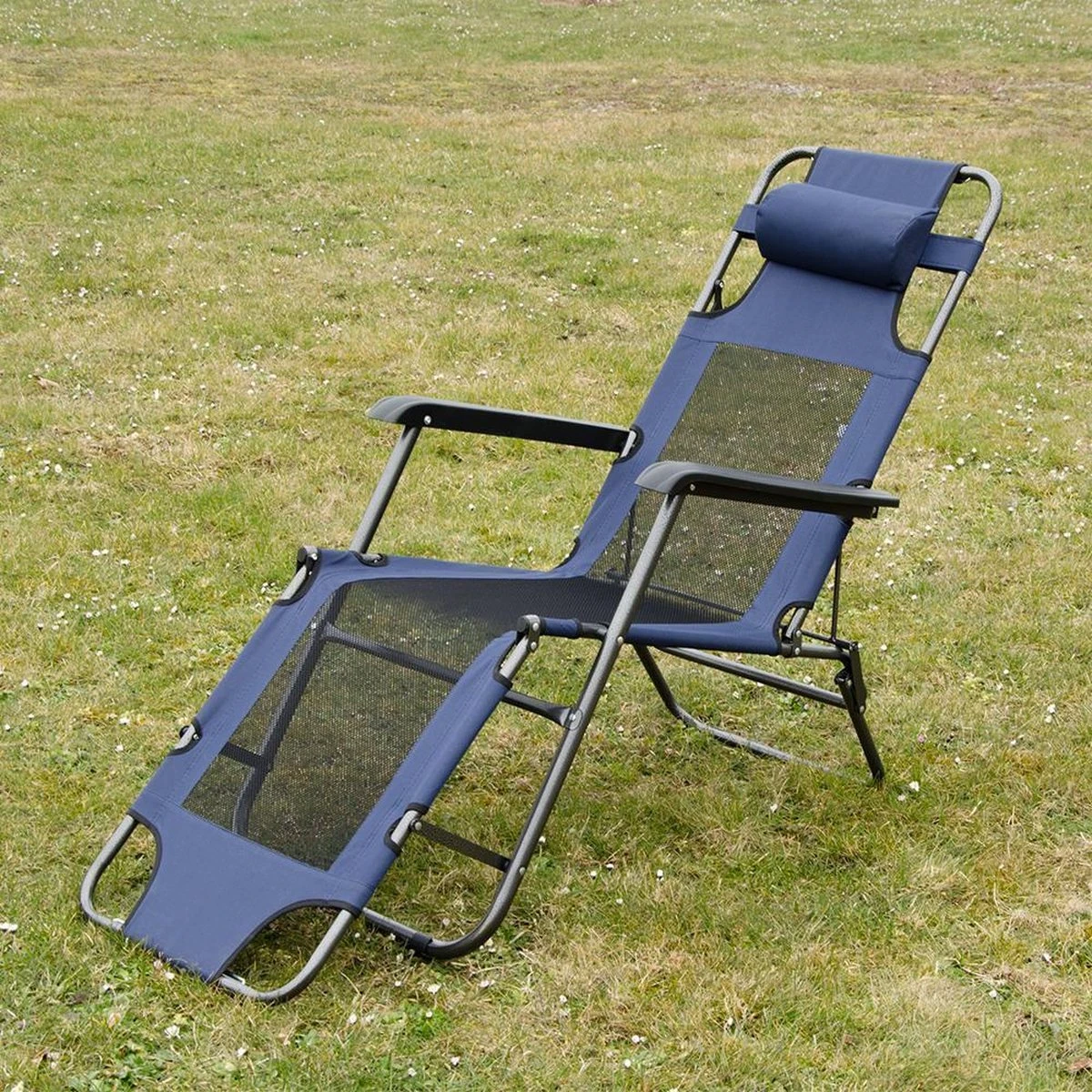 Ligstoel 180x60cm - Opvouwbaar Campingstoel Ligbed Strandstoel Tuinstoel Vouwligstoel Blauw 10 Ligstoel 180x60cm - Opvouwbaar Campingstoel Ligbed Strandstoel Tuinstoel Vouwligstoel Blauw - Afbeelding 10