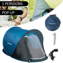 Dunlop Pop Up Tent 220 X 120 X 90 Cm - Grijs/ Blauw - 1 Persoons 14 Dunlop Pop Up Tent 220 X 120 X 90 Cm - Grijs/ Blauw - 1 Persoons -Buiten Kamperen 1200x1200 66