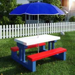 Merkloos Kinder Picknicktafel Met Parasol - Blauw 18 Merkloos Kinder Picknicktafel Met Parasol - Blauw -Buiten Kamperen 1200x1200 713