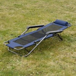 Ligstoel 155x60cm - Opvouwbaar Campingstoel Ligbed Strandstoel Tuinstoel Vouwligstoel Blauw -Buiten Kamperen 1200x1200 725