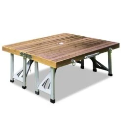 Merkloos Deuba Picknicktafel Campingtafel - Opvouwbaar Voor 4 Personen - Hout En Aluminium -Buiten Kamperen 1200x1200 792