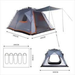 Where Tomorrow Gezinstent Met Zonnendak 300X395X200 Cm- Grijs - 5 Persoons -Buiten Kamperen 1200x1200 93