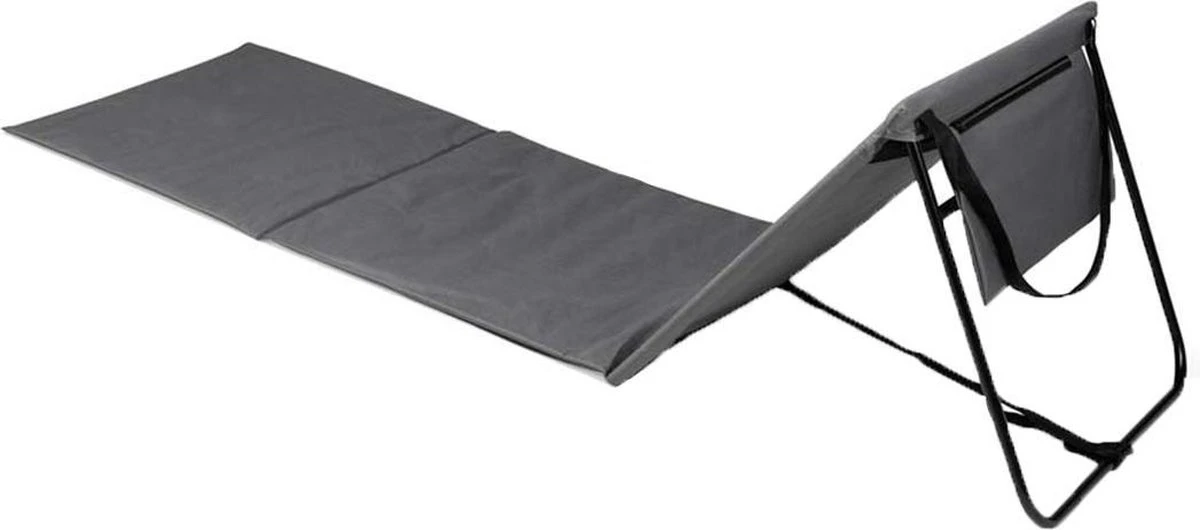 Strandmat Opvouwbaar Met Schouderband - Strandstoel Grijs 145x47x52 2 Strandmat Opvouwbaar Met Schouderband - Strandstoel Grijs 145x47x52 - Afbeelding 2