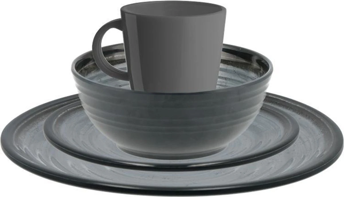 Travellife Jávea Serviesset - 16-delig - Donkergrijs 1 Travellife Jávea Serviesset - 16-delig - Donkergrijs