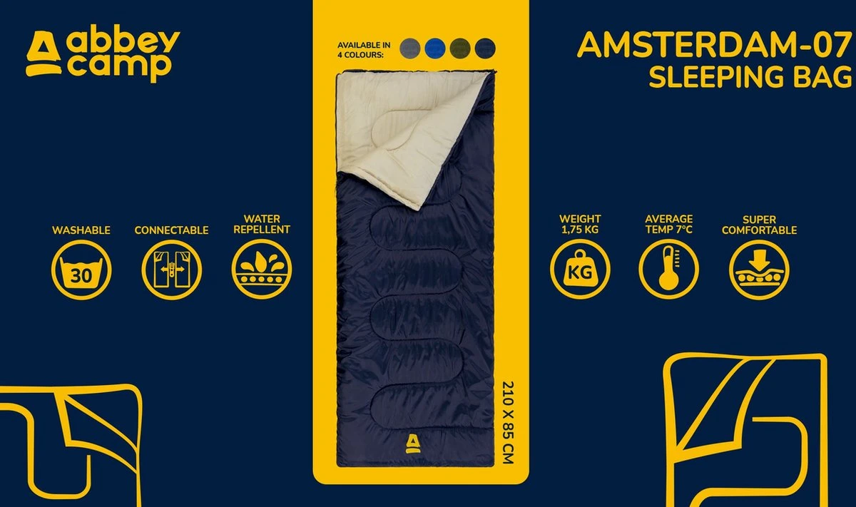 Abbey Camp Slaapzak Amsterdam-07 - Dekenmodel - 210 X 85 Cm - Kobalt 6 Abbey Camp Slaapzak Amsterdam-07 - Dekenmodel - 210 X 85 Cm - Kobalt - Afbeelding 6