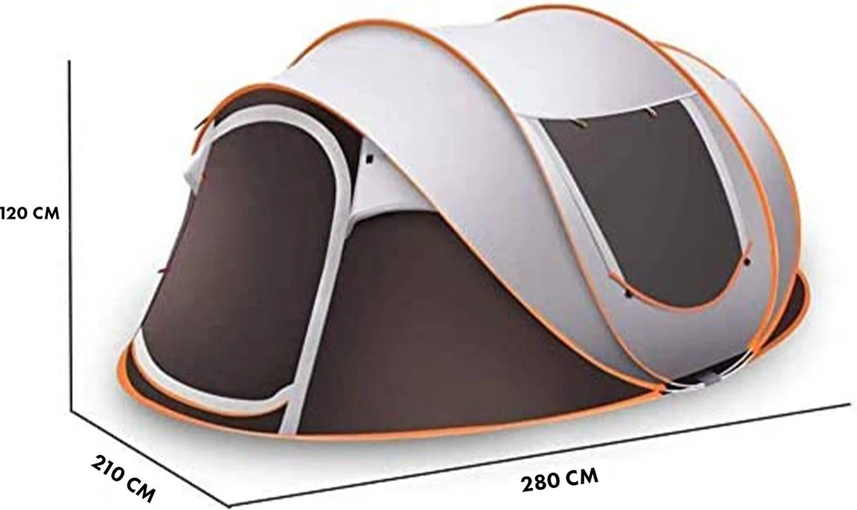 Fly Lab Luxe Pop Up Tent - Kampeer Tent - Grijs/Oranje - 4 Persoons 11 Fly Lab Luxe Pop Up Tent - Kampeer Tent - Grijs/Oranje - 4 Persoons - Afbeelding 11