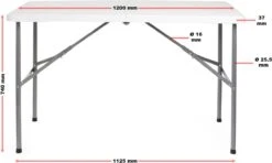 Toboli Klaptafel 120x60x74cm Campingtafel Wit; Bijzettafel, Inklapbare Tafel - Multistrobe -Buiten Kamperen 1200x721 2
