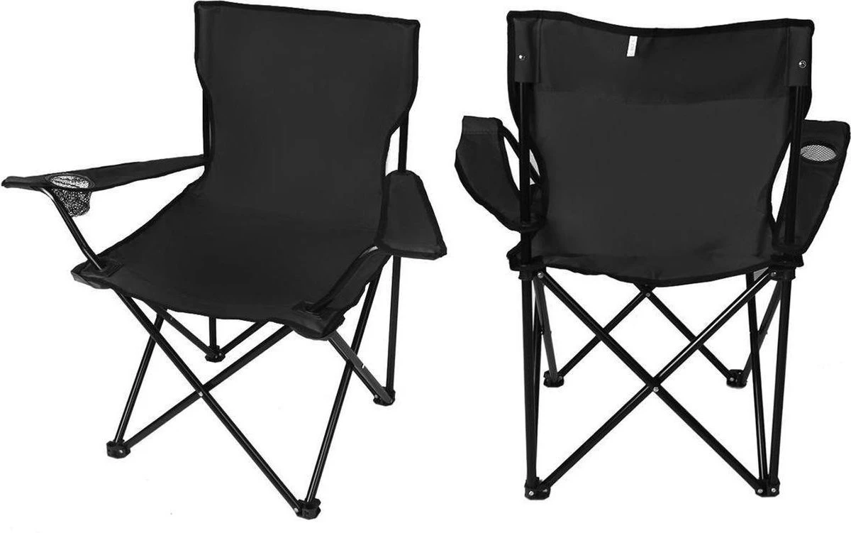 Campingstoel Vouwstoel Visstoel - Zwart - Draaggewicht 100kg 1 Campingstoel Vouwstoel Visstoel - Zwart - Draaggewicht 100kg