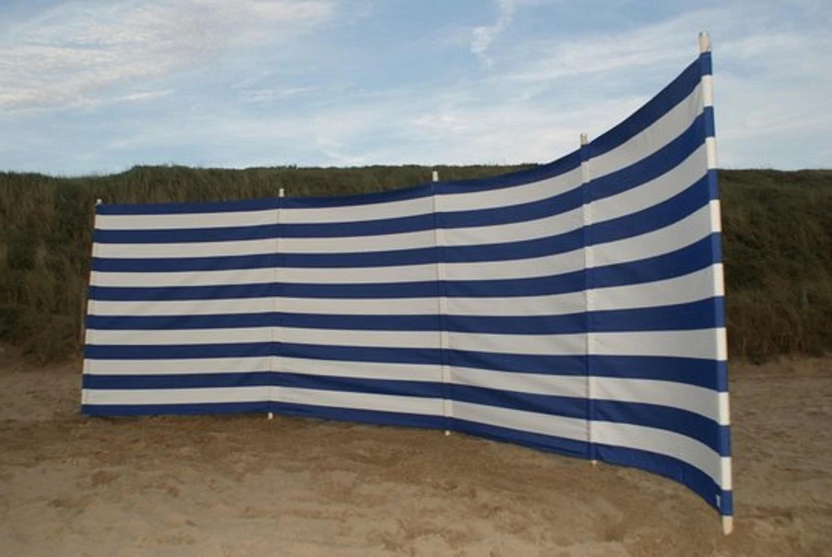 Sunline TOPPER!! Strand Windscherm Kobalt Blauw - Wit - 5 Meter Sterk Dralon Met 2 Delige Stokken 180 Cm -Doekhoogte 140 Cm 1 Sunline TOPPER!! Strand Windscherm Kobalt Blauw - Wit - 5 Meter Sterk Dralon Met 2 Delige Stokken 180 Cm -Doekhoogte 140 Cm