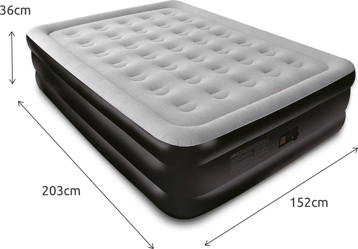 BluMill Luchtbed - 2-persoons - Ingebouwde Pomp - 203x152x36 Cm - Duurzame Keuze 2 BluMill Luchtbed - 2-persoons - Ingebouwde Pomp - 203x152x36 Cm - Duurzame Keuze - Afbeelding 2