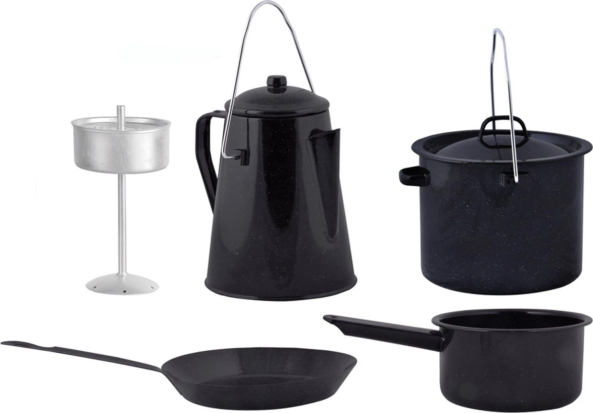 ESSCHERT DESIGN Pannenset Kampvuur - 4 Delig - Outdoor - Metaal 1 ESSCHERT DESIGN Pannenset Kampvuur - 4 Delig - Outdoor - Metaal