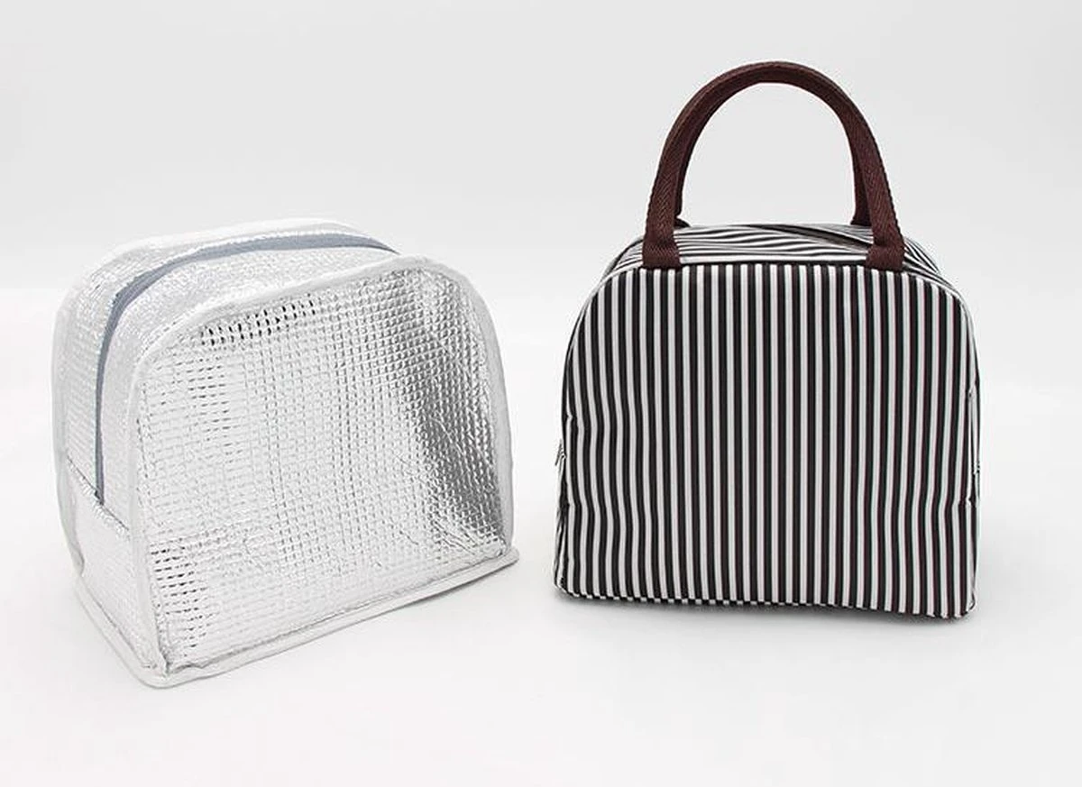 Lunchtas - Koeltas - Schooltas - Leuke Vrolijke Picknicktas - Kinderen & Volwassenen - Zwart/Wit 2 Lunchtas - Koeltas - Schooltas - Leuke Vrolijke Picknicktas - Kinderen & Volwassenen - Zwart/Wit - Afbeelding 2