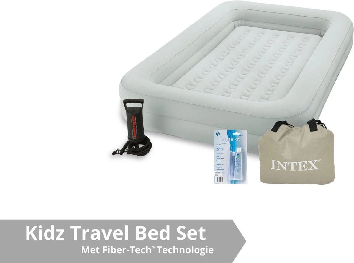 Intex Luchtbed - Kinder Reisbed - 1 Persoons - Slaapgedeelte: B71 X L132 X H10 - Met Reparatieset 1 Intex Luchtbed - Kinder Reisbed - 1 Persoons - Slaapgedeelte: B71 X L132 X H10 - Met Reparatieset