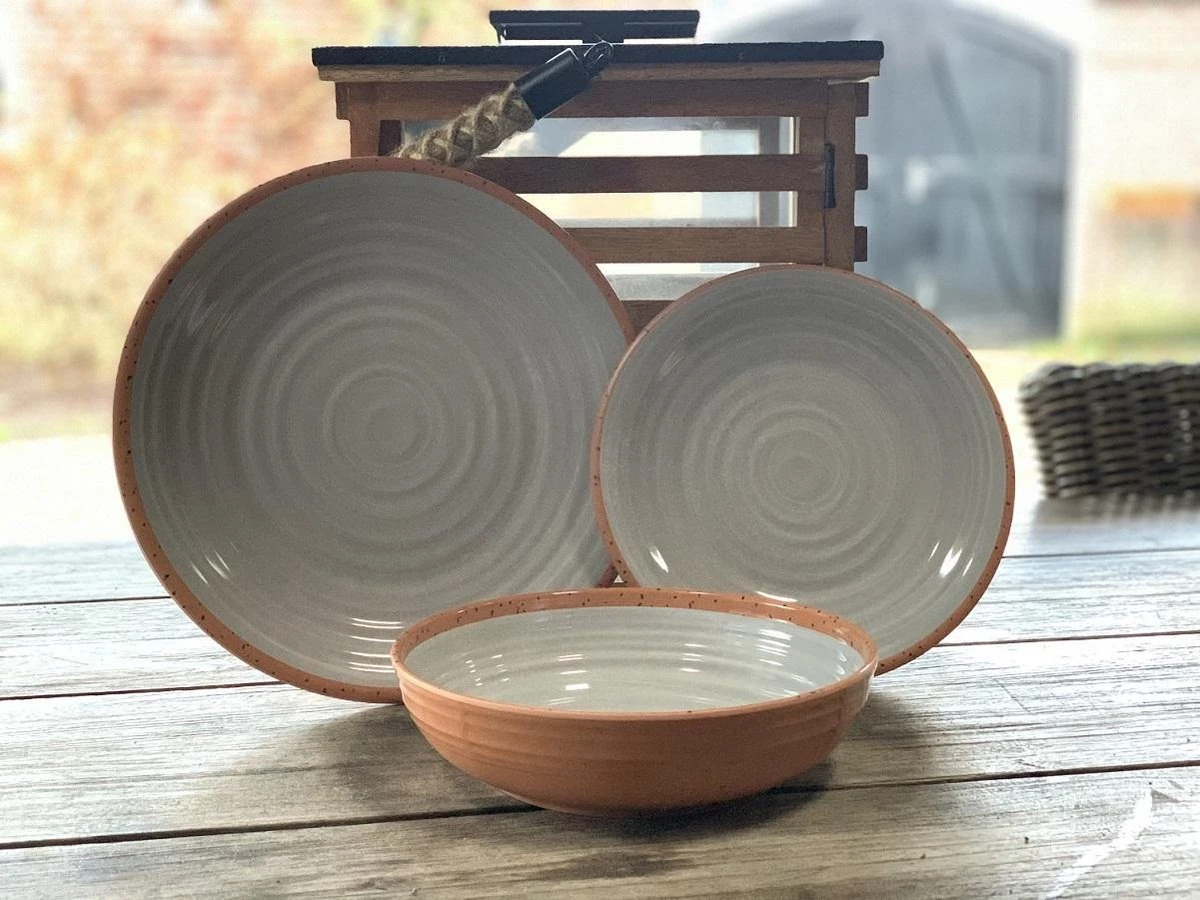 Camping Servies - 12 Delig – 100% Melamine Servies Set – Campingservies – Melamine Servies - Terracotta Style 4 Camping Servies - 12 Delig – 100% Melamine Servies Set – Campingservies – Melamine Servies - Terracotta Style - Afbeelding 4