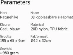 Naturehike® 3D Luchtmatras Premium - Comfortabel R-waarde 2.0 - Extra Dikke Slaapmat - Luchtbed Kamperen - Opblaasbaar Matras - Lichtgewicht - Outdoor - Camping -Buiten Kamperen 1200x906