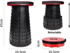 Kampeerkruk - Uitschuifbare Kruk - Rood/Zwart- Tot 120 Kg - Travel Stool - Opvouwbare Campingkruk - Inklapbaar Krukje - Telescopische Kruk - Camping - Outdoor -Buiten Kamperen 1200x910 5