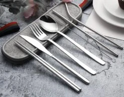 House Of Husk Reisbestek - Reis Bestekset - Chopsticks - Metalen Rietjes Met Borstel - Lepel - Vaatwasserbestendig - RVS - 7 Delig - Zilver -Buiten Kamperen 1200x940 7