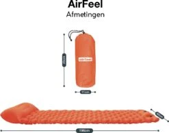 AirFeel Lichtgewicht Opsblaasbaar Slaapmatje - Ingebouwde Pomp En Kussen - 196 X 60 X 6 Cm - Orange -Buiten Kamperen 1200x943 3