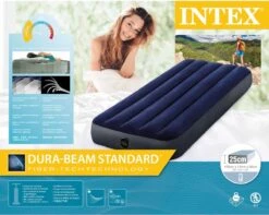 Intex Luchtbedset Intex Luchtbed - 1-Persoons - 76 X 191 X 25 Cm - Blauw + Intex Elektrische Pomp - 650 Liter/min + Hoeslaken Wit + Reparatieset -Buiten Kamperen 1200x955 1