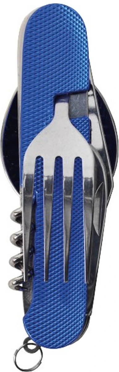 Merkloos Bestek - All -In-One Vork / Lepel / Mes / Flesopener/ Tirbuson - Blauw 1 Merkloos Bestek - All -In-One Vork / Lepel / Mes / Flesopener/ Tirbuson - Blauw