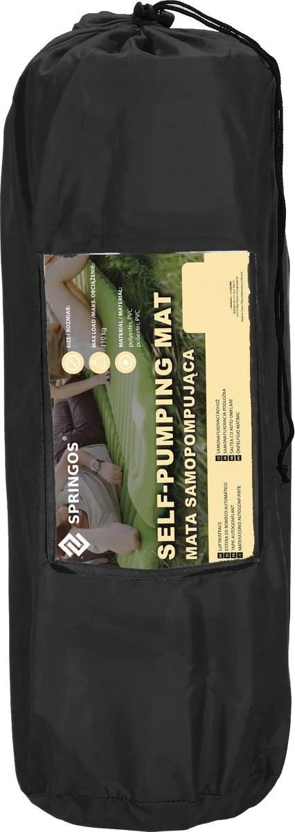 Springos Slaapmat | Zelfopblazend | 180 Cm | Inclusief Hoes | Zwart 13 Springos Slaapmat | Zelfopblazend | 180 Cm | Inclusief Hoes | Zwart - Afbeelding 13