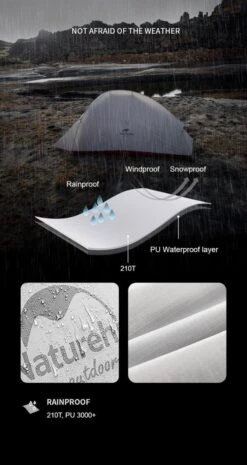 Cloud Up 1 Upgraded - Naturehike® - 1 Persoons Tent - Lichtgewicht Tent - Incl. Grondzeil - 210T 3000mm - Outdoor - Waterdicht - Hiking & Wandelen -Buiten Kamperen 637x1200