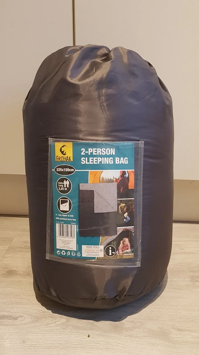 Froyak - 2-persoons Slaapzak XXL Grijs 225 X 150 Cm - Tweepersoonsslaapzak - Tweepersoons - Slaapzak 2 Froyak - 2-persoons Slaapzak XXL Grijs 225 X 150 Cm - Tweepersoonsslaapzak - Tweepersoons - Slaapzak - Afbeelding 2