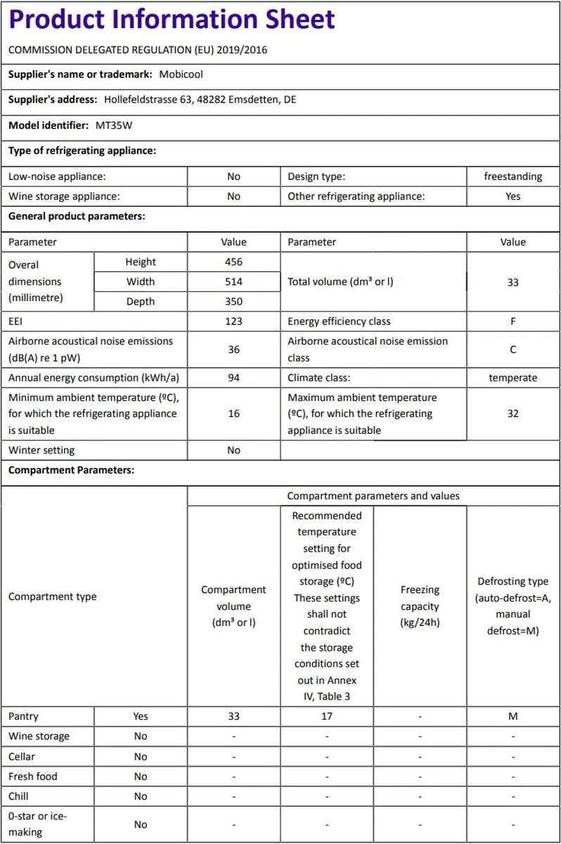 Mobicool MT35W AC/DC - Koelbox Peltier - Blauw 15 Mobicool MT35W AC/DC - Koelbox Peltier - Blauw - Afbeelding 15