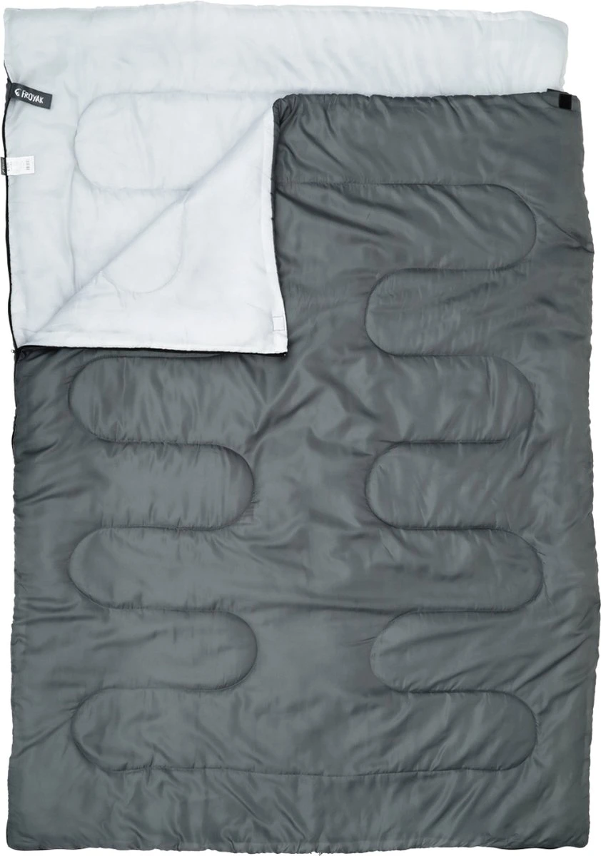 Froyak - 2-persoons Slaapzak XXL Grijs 225 X 150 Cm - Tweepersoonsslaapzak - Tweepersoons - Slaapzak 1 Froyak - 2-persoons Slaapzak XXL Grijs 225 X 150 Cm - Tweepersoonsslaapzak - Tweepersoons - Slaapzak