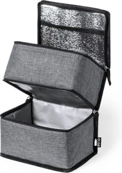 Merkloos Koeltas Met Dubbel Compartiment - Lunchtas - Koeltasje Lunch - Koelelementen - Koud - Warm - Isolatie - Volwassenen - Dames - Heren - 14 X 22 Cm - Polyester - RPET - Aluminium - Grijs -Buiten Kamperen 849x1200 8
