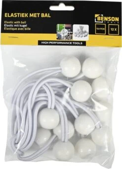 Elastiek Met Bal Wit - 12 Delig - Spanelastiek - 17cm - Benson -Buiten Kamperen 863x1200