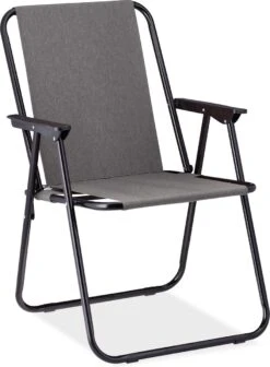 Relaxdays Campingstoel Inklapbaar Set Van 2 - Klapstoel 100 Kg - Visstoel Met Armleuningen - Grijs -Buiten Kamperen 882x1200