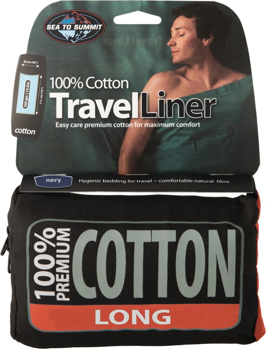 Sea To Summit - Premium Cotton Liner - Lakenzak - Katoen - Oceaan Blauw - Recht Model Lang 1 Sea To Summit - Premium Cotton Liner - Lakenzak - Katoen - Oceaan Blauw - Recht Model Lang