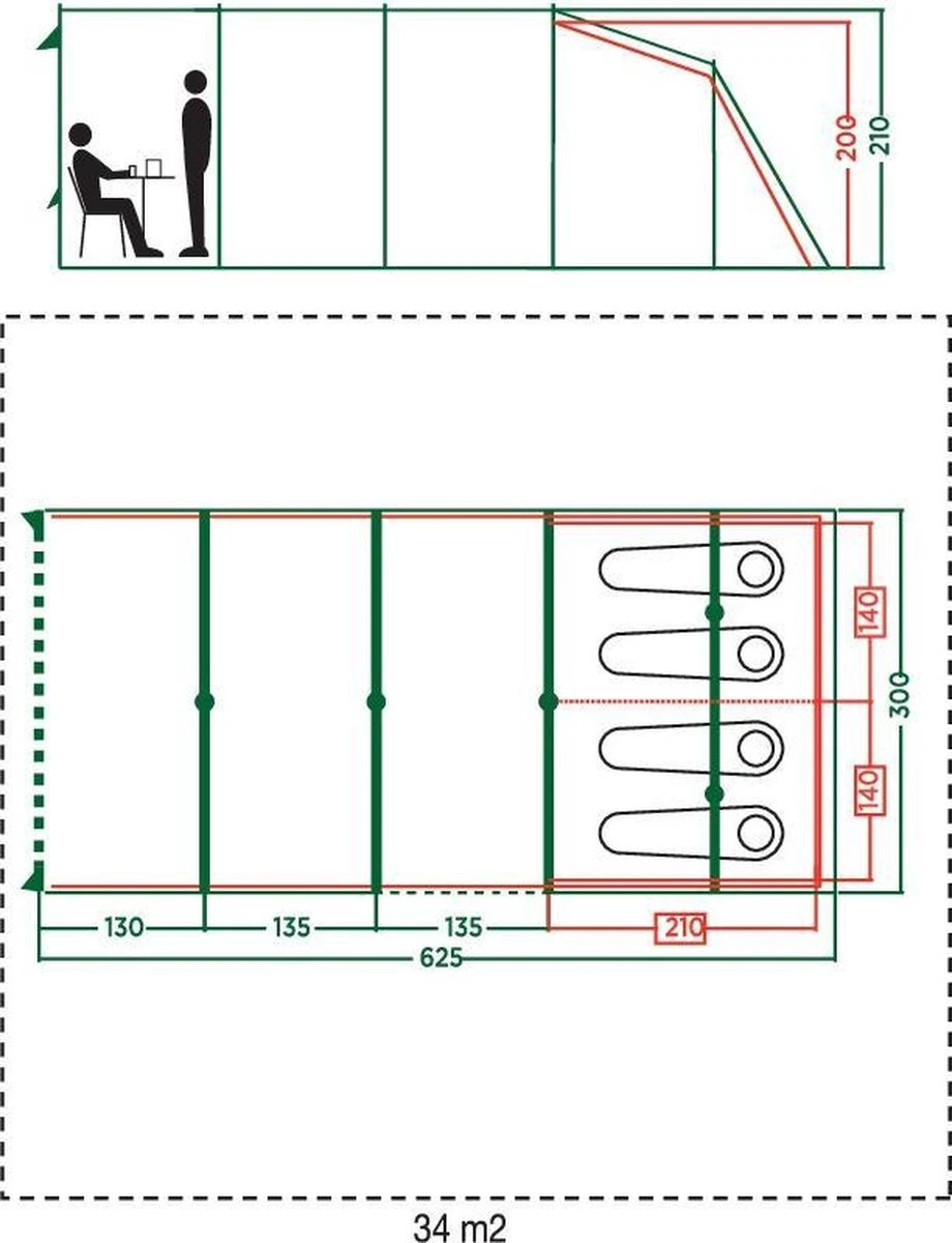Coleman Vail 4L Tunneltent - Familie Tent - 4-Persoons - Grijs/Groen 12 Coleman Vail 4L Tunneltent - Familie Tent - 4-Persoons - Grijs/Groen - Afbeelding 12