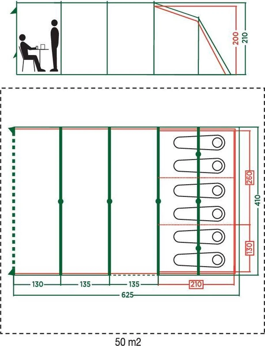 Coleman Vail 6L Tunneltent - Familie Tent - 6-Persoons - Grijs/Groen 7 Coleman Vail 6L Tunneltent - Familie Tent - 6-Persoons - Grijs/Groen - Afbeelding 7